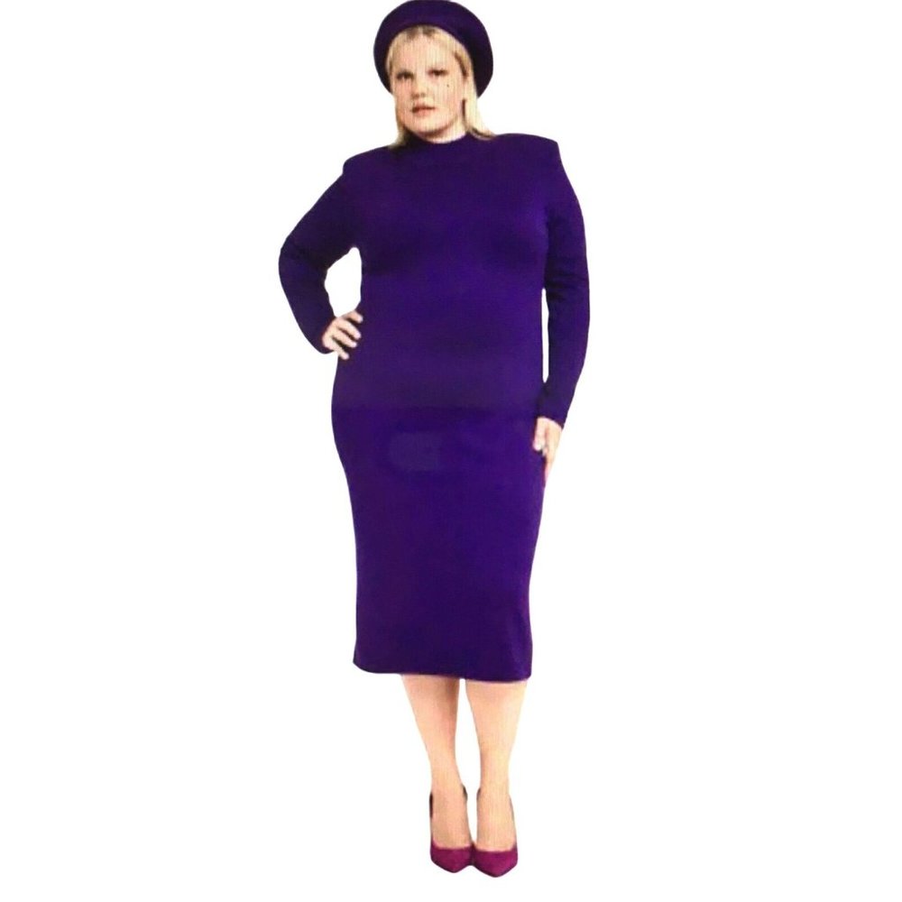 NWT Sergio Hudson X Target Strong Shoulder Sweater Midi Dress Purple 4X